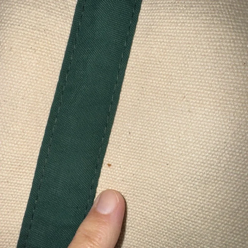 Lands End Boat and Tote XL Tote Bag Handbag Green Ivory USA - Picture 10 of 10